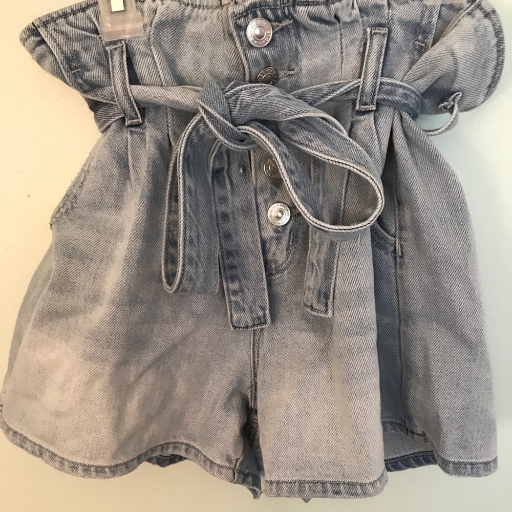paper bag denim shorts